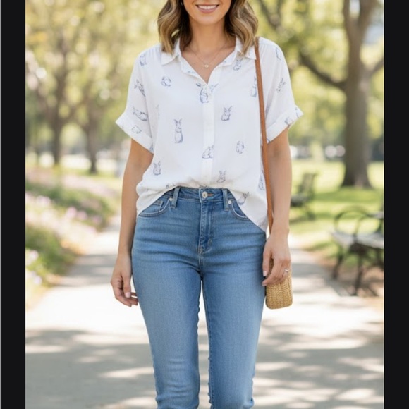jane+delancey Tops - Jane+delancey White Printed Women's Blouse
